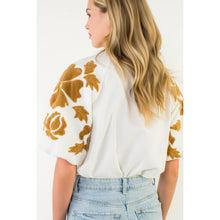 Load image into Gallery viewer, THML - Embroidered Chenille Floral Puff Sleeve Top