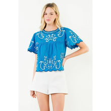 Load image into Gallery viewer, THML - Short Sleeve Embroidery Detailing Top