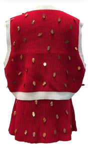 Queen of Sparkles Crimson/White Sweater Vest