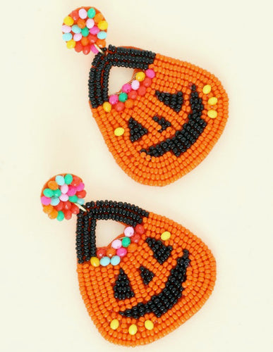 Pumpkin Beaded Earrings