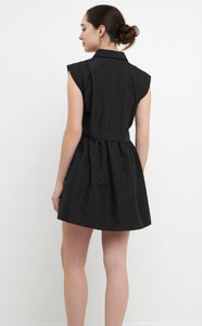 English Factory Sleeveless Black Dress