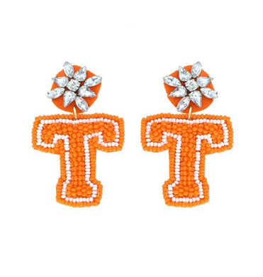 Orange T Earrings