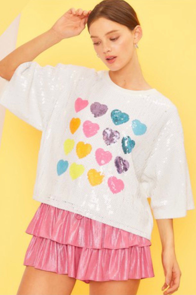 Heart Sequin Crop Top