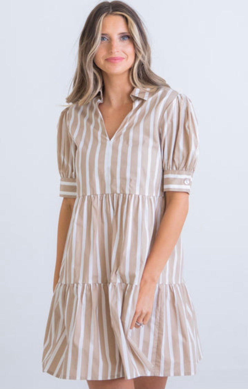 Karlie Stripe Puff Sleeve Dress