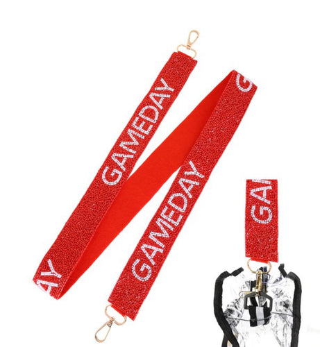 Game Day Beaded Bag Strap - Red