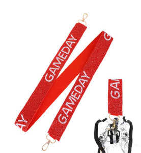 Game Day Beaded Bag Strap - Red