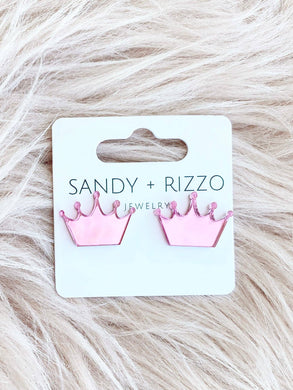Sandy + Rizzo - Pink Mirrored Crown stud
