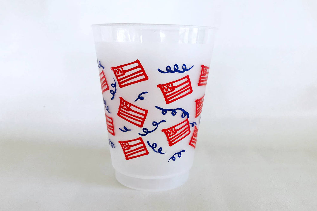 Two Funny Girls - Shatterproof Cup Pack {American Flag with Streamers}