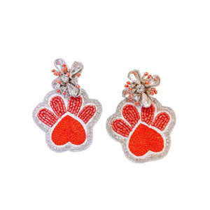 Treasure Jewels Inc. - Orange/White Paw Earrings