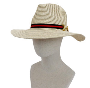 Tri-Striped Buckle Floppy Panama Rancher Hat