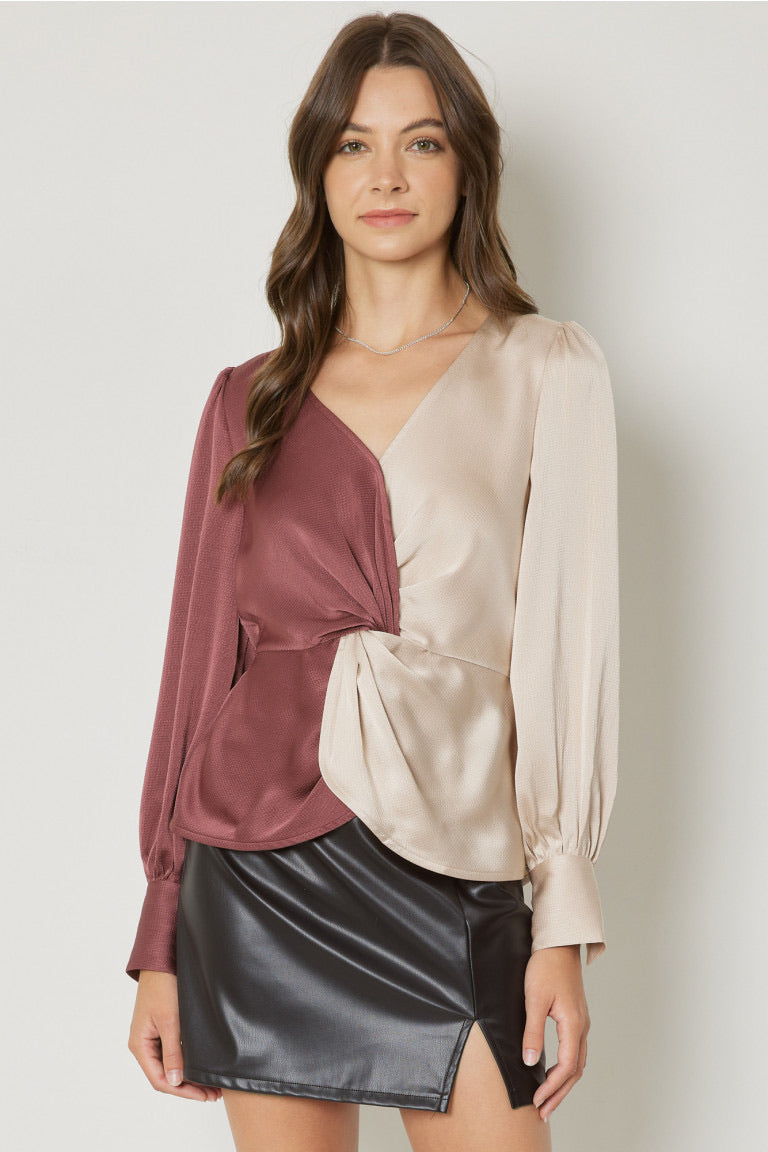Entro Brown Long Sleeve Blouse