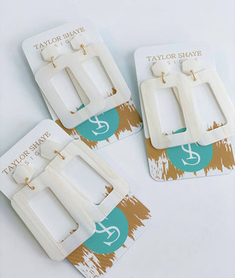 Taylor Shaye Designs - White Acrylic Rectangle Drops