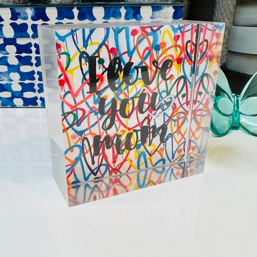 Resinate By KS - Acrylic Paperweight Table Decor Mother’s Day Love Mom