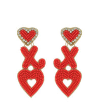Load image into Gallery viewer, Red XO Earrings