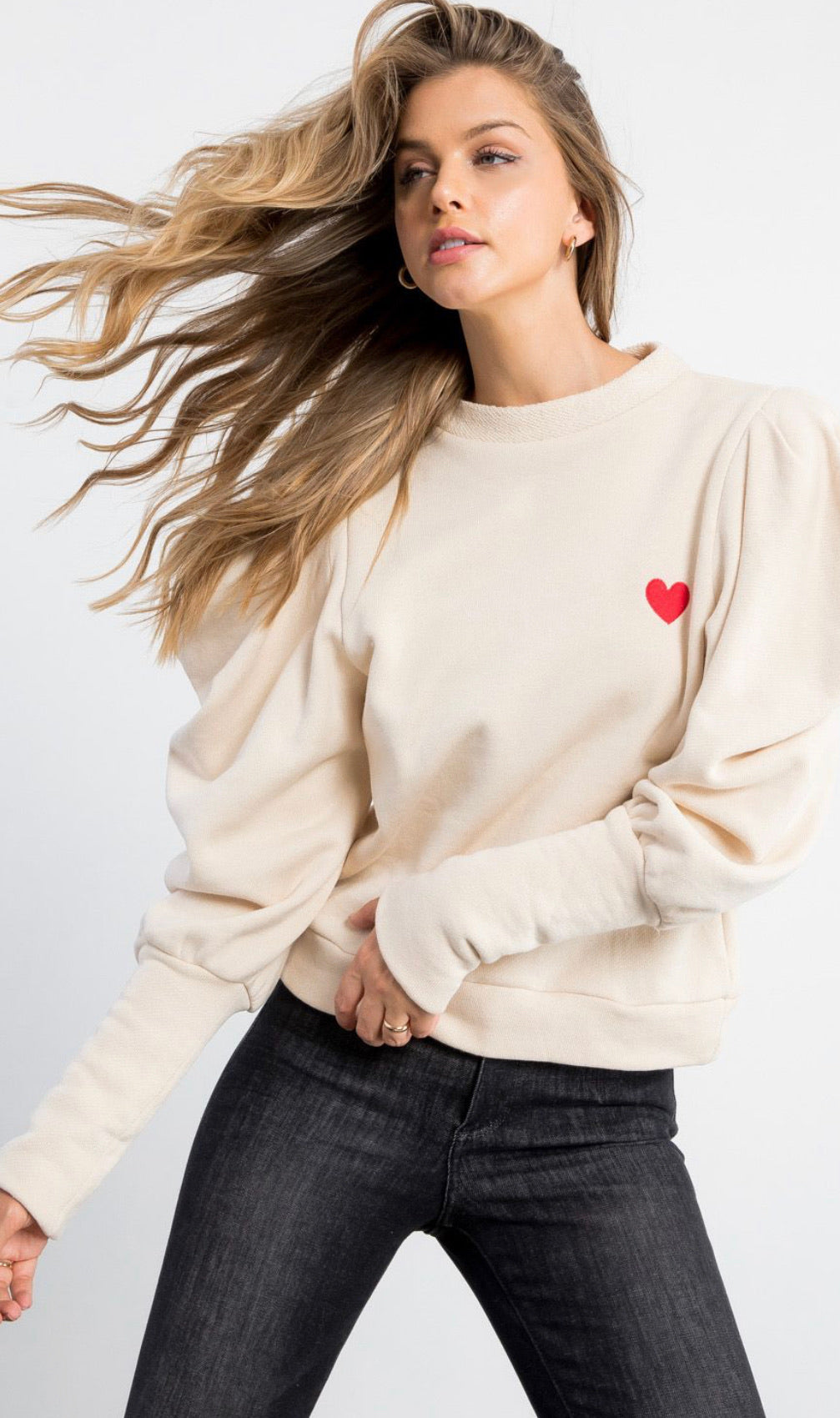 Thml Long Sleeve Heart Sweater