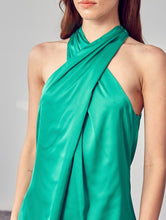 Load image into Gallery viewer, DO+BE Sea Green Cross Neck Top