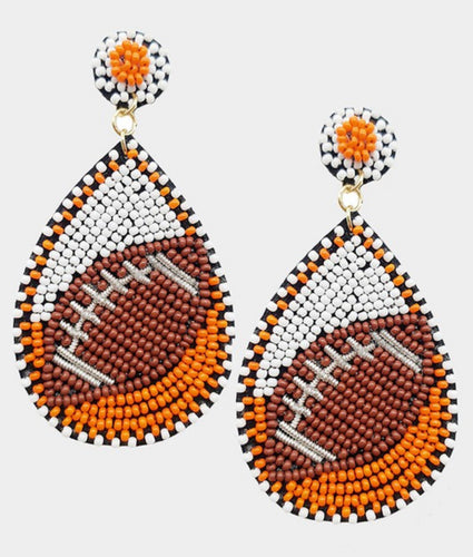 Orange Football Earrings