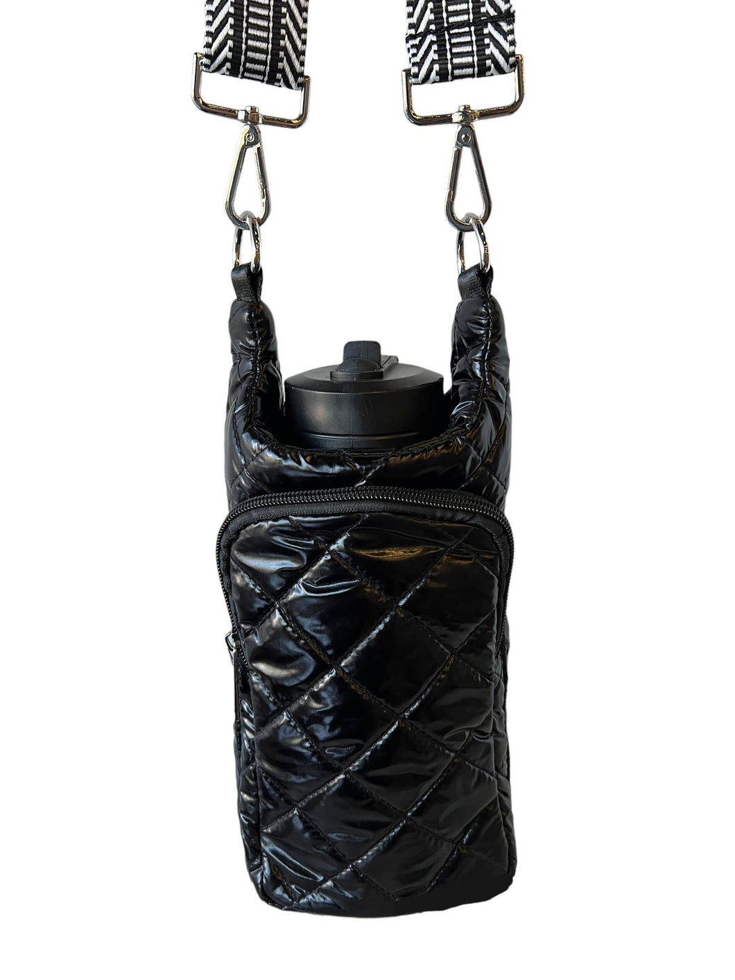Mavi Bandz - Black Water Bottle Bag Crossbody Hydro Puffer Tote