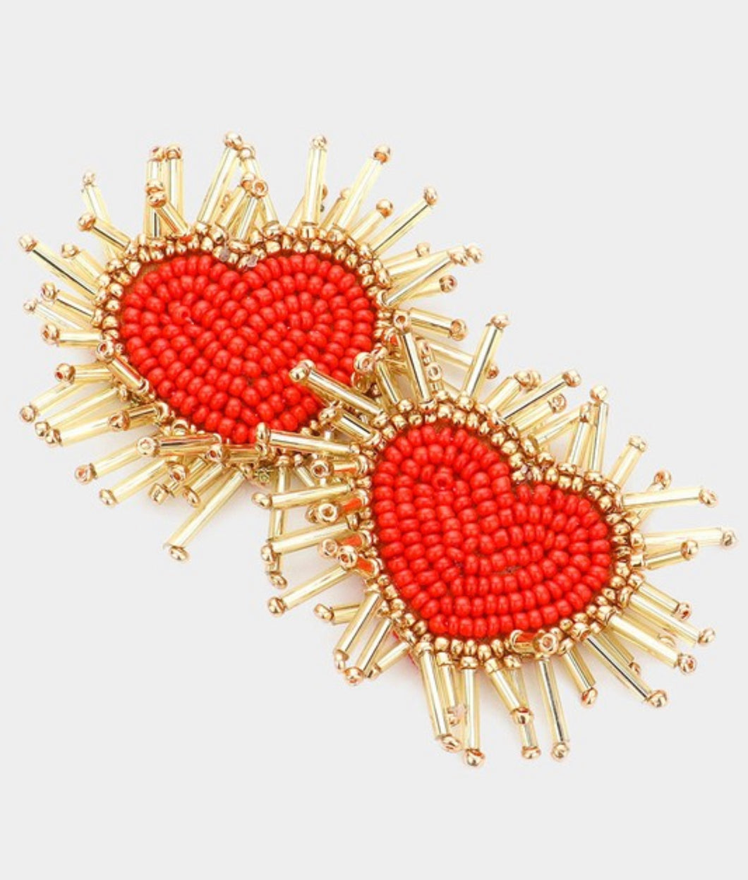 Red Spike Heart Earrings