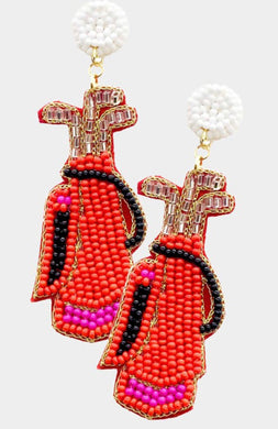 Red Golf Bag Earrings