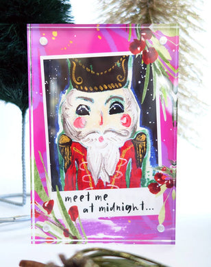 JM Design Studio - Acrylic Block Nutcracker, Meet Me at Midnight, Double-Sided