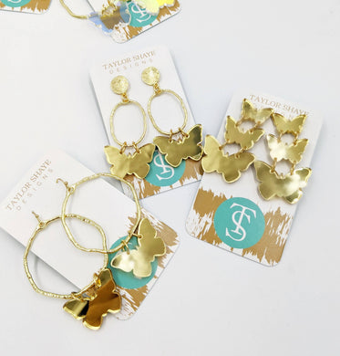 Taylor Shaye Designs - Gold Mirror Acrylic Butterfly Drops
