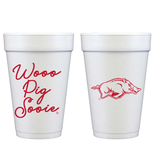 Two Funny Girls - Foam Cup 10 Pack {University of Arkansas Wooo Pig