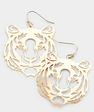 Load image into Gallery viewer, Orange, Gold, and Silver Tiger Earrings