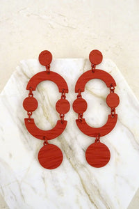 Circle Drop Statement Earrings Lightweight in Red & Black