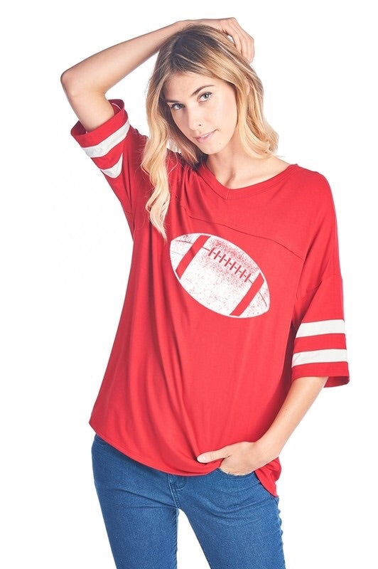 Red Game Day T-shirt with Football