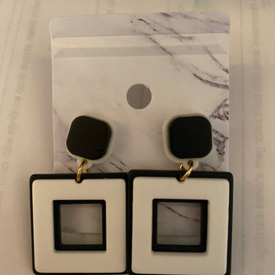 Double Layer Black & White Earrings