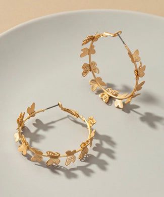 Small Butterfly Hoop Earrings
