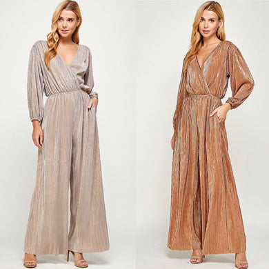 Metallic Jumpsuit: Available in Champagne or Gold
