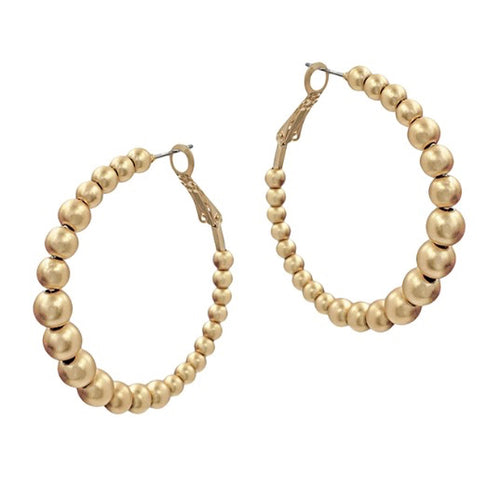 Matte Gold Beaded Hoops