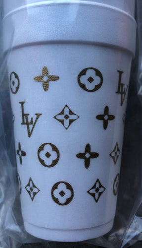 Louis Vuitton Inspired Styrofoam Cups Gold