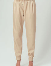 Load image into Gallery viewer, Faux Leather Beige Joggers