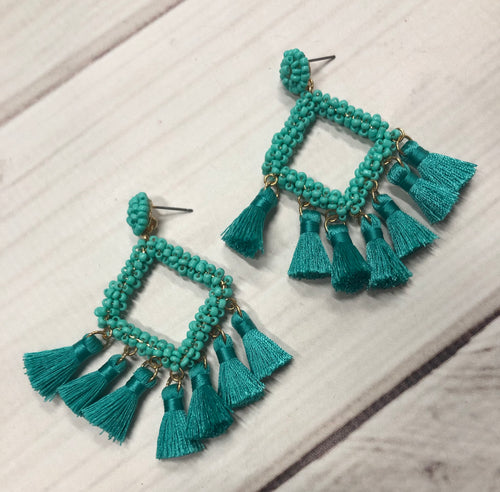 Square Turquoise Tassel