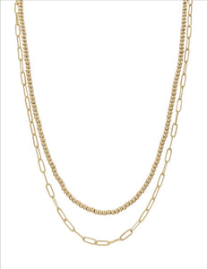 Gold Paperclip Chain & Beaded Necklace