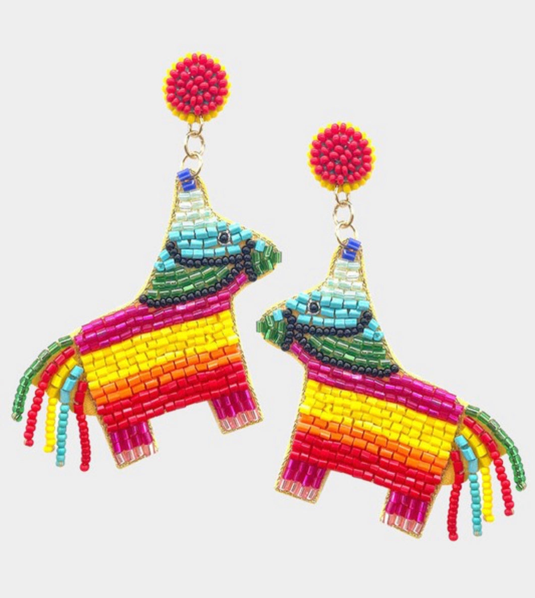 Rainbow Beaded Piñata Earrings
