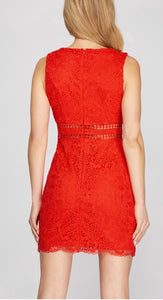 She + Sky Red Cut Out Dress