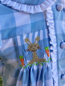 Banana Split Gingham Smocked Bunny Dress