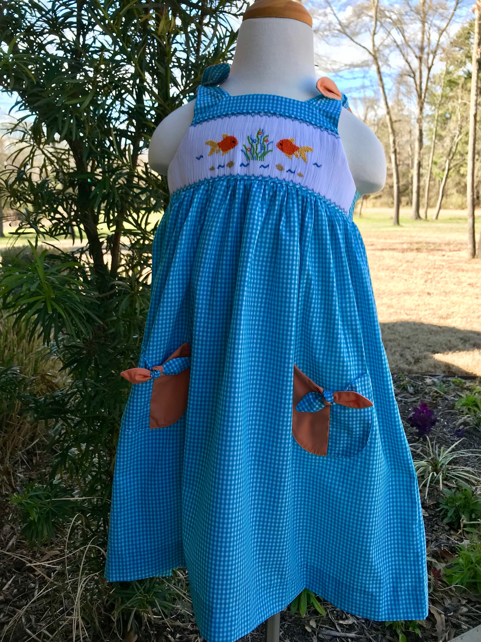 mom and me smocked dresses Mom & Me Fish Smocked Dress – Lindsay Kate Designs