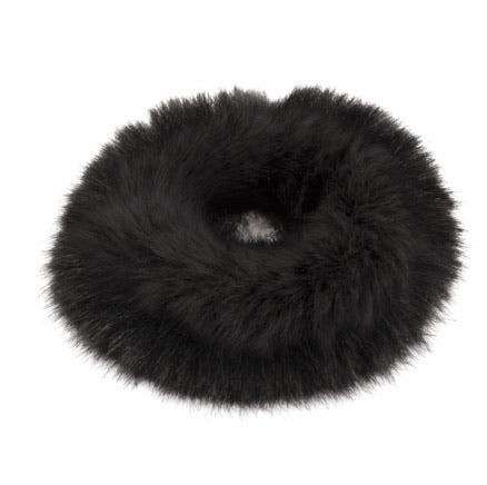 Faux Mink Ponytail Holder in Black