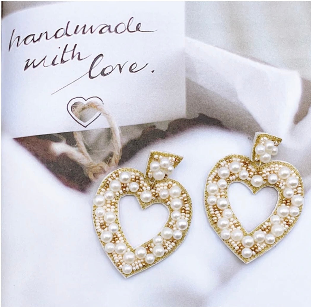 Treasure Jewels Big Pearl Heart Earrings