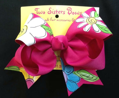 Hand Painted Daisy Bow
