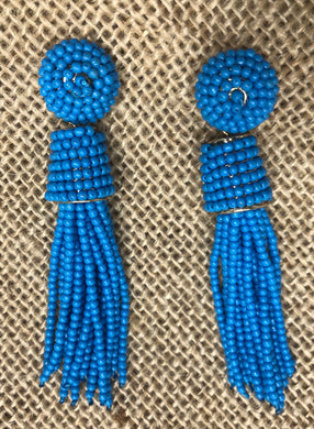 Blue Beaded Tassels