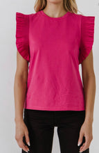 Load image into Gallery viewer, English Factory Mixed Media Ruffle Top in Pink