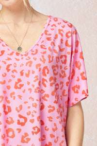 Red and Pink Leopard Top