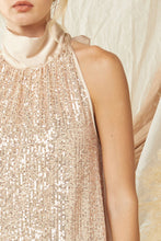 Load image into Gallery viewer, Champagne Sequin Bow Blouse