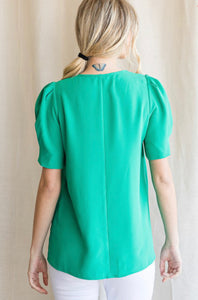 Jodifl Kelly green v-neck short sleeve top